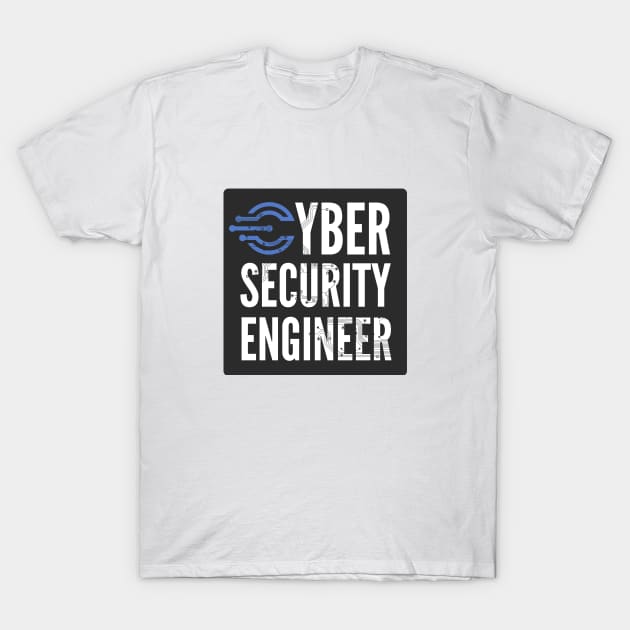 Cyber Security Engineer Blue Circuits Black Background T-Shirt by FSEstyle